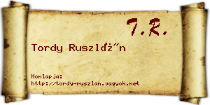 Tordy Ruszlán névjegykártya